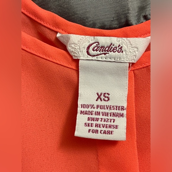 CANDIE’S Coral Pink Tie Front Tank Top XS - Picture 2 of 3